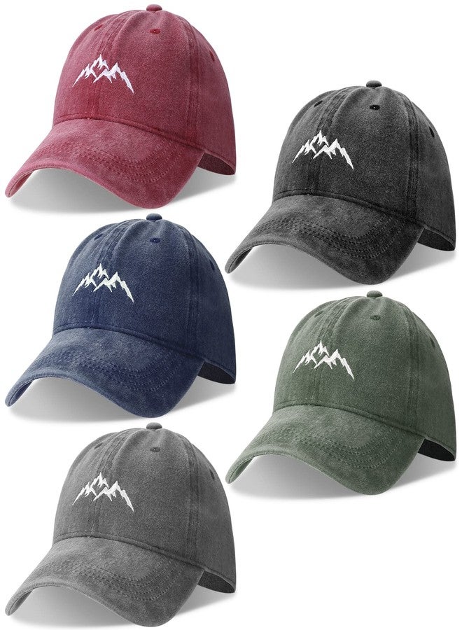 Leumoi 5 Pcs Unisex Vintage Washed Embroidered Baseball Cap Distressed Cotton Adjustable Summer Hat for Men Women Outdoor Sports - Image 1